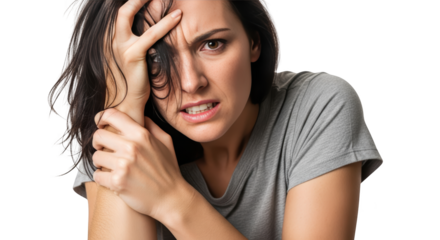 Stressed Woman Anxious Expression Troubled Face Emotional Distress detailed illustration concept inspired by Stressed