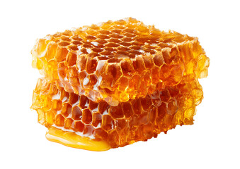 Closeup Honeycomb with Honey Isolated on White PNG
