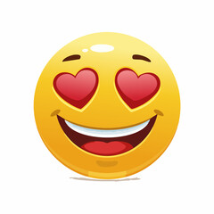 Fototapeta premium Vector illustration of a smiling emoji with heart eyes, expressing love and affection