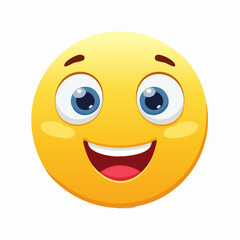 Brightly smiling yellow face vector illustration expressing pure joy and positive emotion on a white background