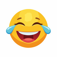 Laughing Emoji, Tears of Joy, Happy Face, Vector Illustration