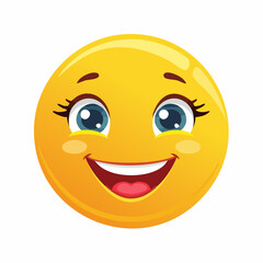 Fototapeta premium Vibrant yellow cartoon emoji with an ecstatic smile and sparkling eyes, conveying pure happiness and cheerful emotion