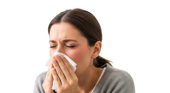 Woman Blowing Nose with Tissue unique creative artwork concept based on Woman Blowing Nose