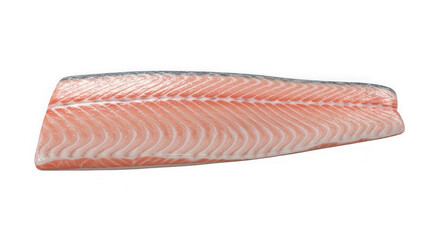 Close-up macro view of a fresh raw fish fillet showing delicate texture and pinkish flesh detailed food photography transparent background