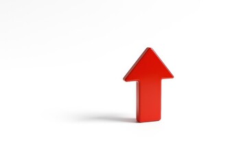 Fototapeta premium Bold rising trend arrow in vivid red 3D growth symbol isolated on clean white background business success concept with subtle shadow and clipping path