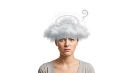 Woman with a Cloud Over Her Head Depressed Mood modern design composition influenced by