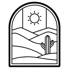 Vibrant desert landscape with a lone cactus and rolling sand dunes under a bright clear sky