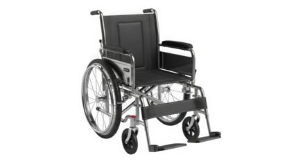 Detailed studio shot of a modern wheelchair offering mobility independence and accessibility for individuals with physical challenges transparent background