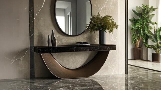Modern curved entryway console table