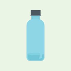 Sleek Blue Water Bottle with Grey Cap - Minimalist Vector Art