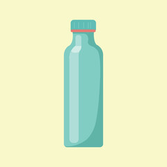 Turquoise Glass Water Bottle with Red Cap - Minimalist Design