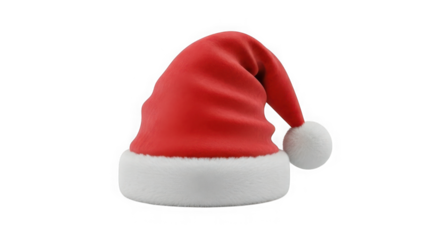Festive red santa hat with white pom pom isolated on a contrasting backdrop ideal for holiday celebrations transparent background