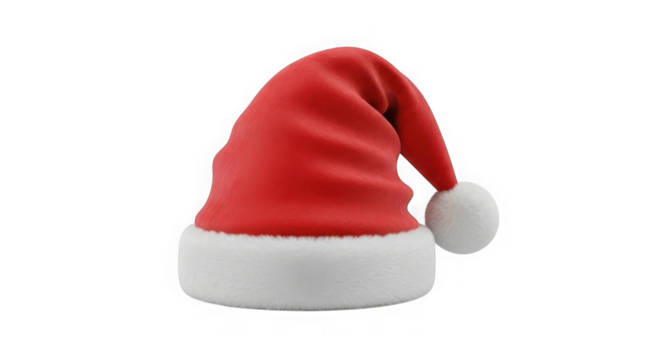 Festive red santa hat with white pom pom isolated on a contrasting backdrop ideal for holiday celebrations transparent background