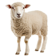 Fototapeta premium White sheep stands in front of on transparent background