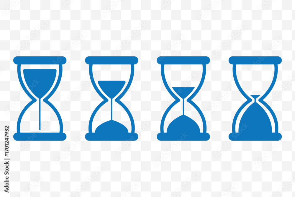 Poster hourglass icon set representing time management and countdown concept