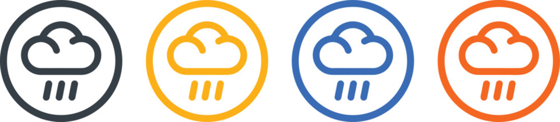rain cloud, cloud icon, weather, rain, precipitation, symbol, icon, set, collection, dark gray, yellow, blue, orange, circle, graphic, design, element, forecast, meteorology, climate, storm, water, dr