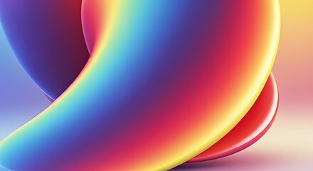 Close-up of a vibrant 3D shape with a rainbow gradient. A modern and colorful abstract background design. Smooth fluid form twisting with bright spectral colors.