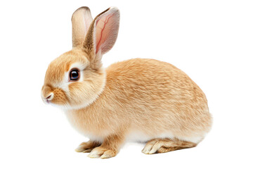 Obraz premium Small brown rabbit is sitting on transparent background