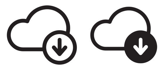 Cloud download icon. isolated on white background, representing data transfer.
