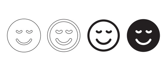 Smiling face with closed eyes icon set. isolated on white background, vector illustration.