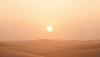 Obraz premium Golden Sun Setting Over Endless Desert Dunes