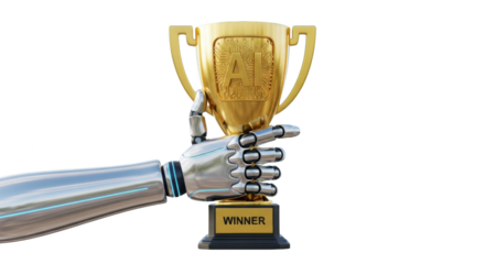 Artificial Intelligence Wins Golden Trophy Award unique artwork design concept based on Artificial Intelligence