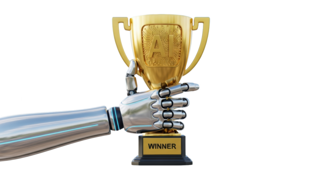 Artificial Intelligence Wins Golden Trophy Award unique artwork design concept based on Artificial Intelligence