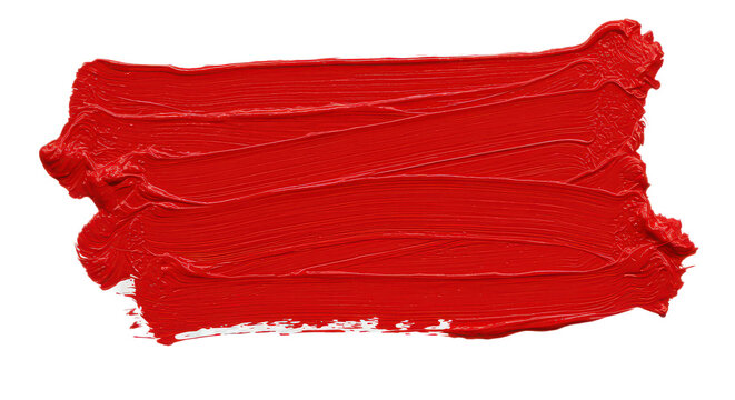 Bright red paint stroke isolated on transparent background, a vibrant splash of color for artistic design projects