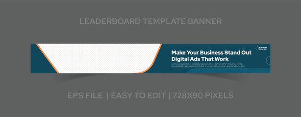 Corporate Business Leaderboard Ad 728x90 Template with Abstract Design
