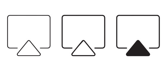 Cast screen icon set. isolated on white background vector icon in outline style.