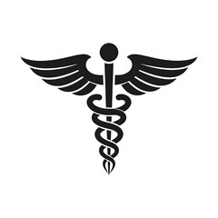 Medical symbol with wings and a serpent