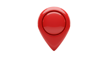 Shiny red map pointer isolated on transparent background indicating a location on a map or navigation system