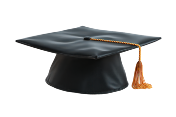 Black graduation cap with a gold tassel