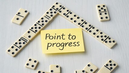 Inspirational Dominoes Arrangement with Sticky Note Message