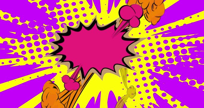 Cartoon background animation, comic book backdrop video. Retro comics pop art design.