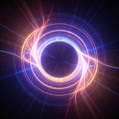 Obraz premium A vibrant blue and orange circular design featuring dynamic light streaks radiating outward, creating a sense of motion and energy in the composition.
