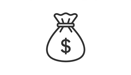 Simple, black-line drawing of a money bag with a dollar sign.