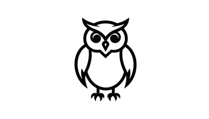 Simple black line art owl
