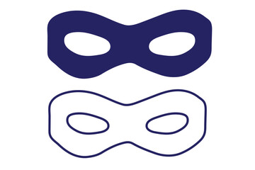 Different Mask silhouette isolated on transparent background Masquerade vector for apps or web party superhero carnival villain or burglar icon in flat. costume eye mask hidden person face