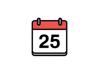 Red Calendar Page with Number 25