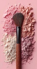 Cosmetic Brush on Pink Background