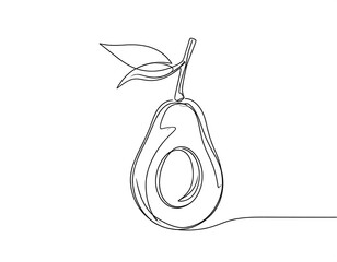 Single-line drawing of an avocado