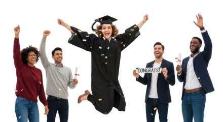 Happy Graduates Celebrating Graduation Day Together creative composition concept influenced by Happy Graduates Celebrating