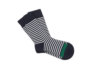 Black and White Striped Sock with Green Accent