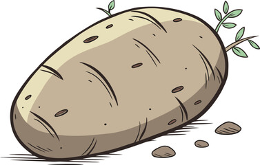 Single realistic potato vegetable illustration. Fresh potato isolated farm produce artwork. Realistic potato root vegetable design. Potato vegetable healthy food illustration. Organic potato realistic