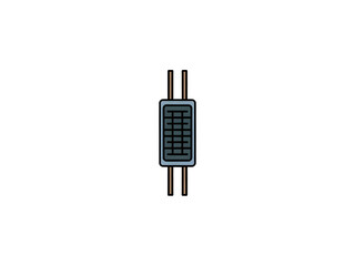 Gray Electrical Resistor with Gold Terminals on White Background