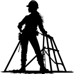 Woman construction worker silhouette