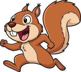 Art & IllustrationCartoon squirrel running happily, cute animal character illustration, cheerful forest creature, energetic mascot design, playful wildlife vector art drawing