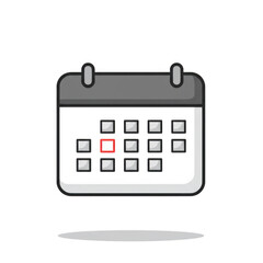 Simple calendar icon with one red date highlighted isolated on transparent background