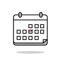 Calendar icon with checkmark completed task isolated on transparent background